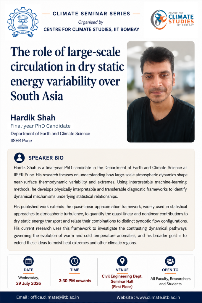 The Role of Large-Scale Circulation in Dry Static Energy Variability over South Asia