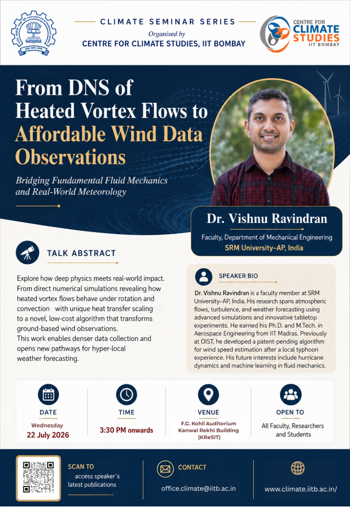 From DNS of Heated Vortex Flows to Affordable Wind Data Observations: Dr. Vishnu Ravindran